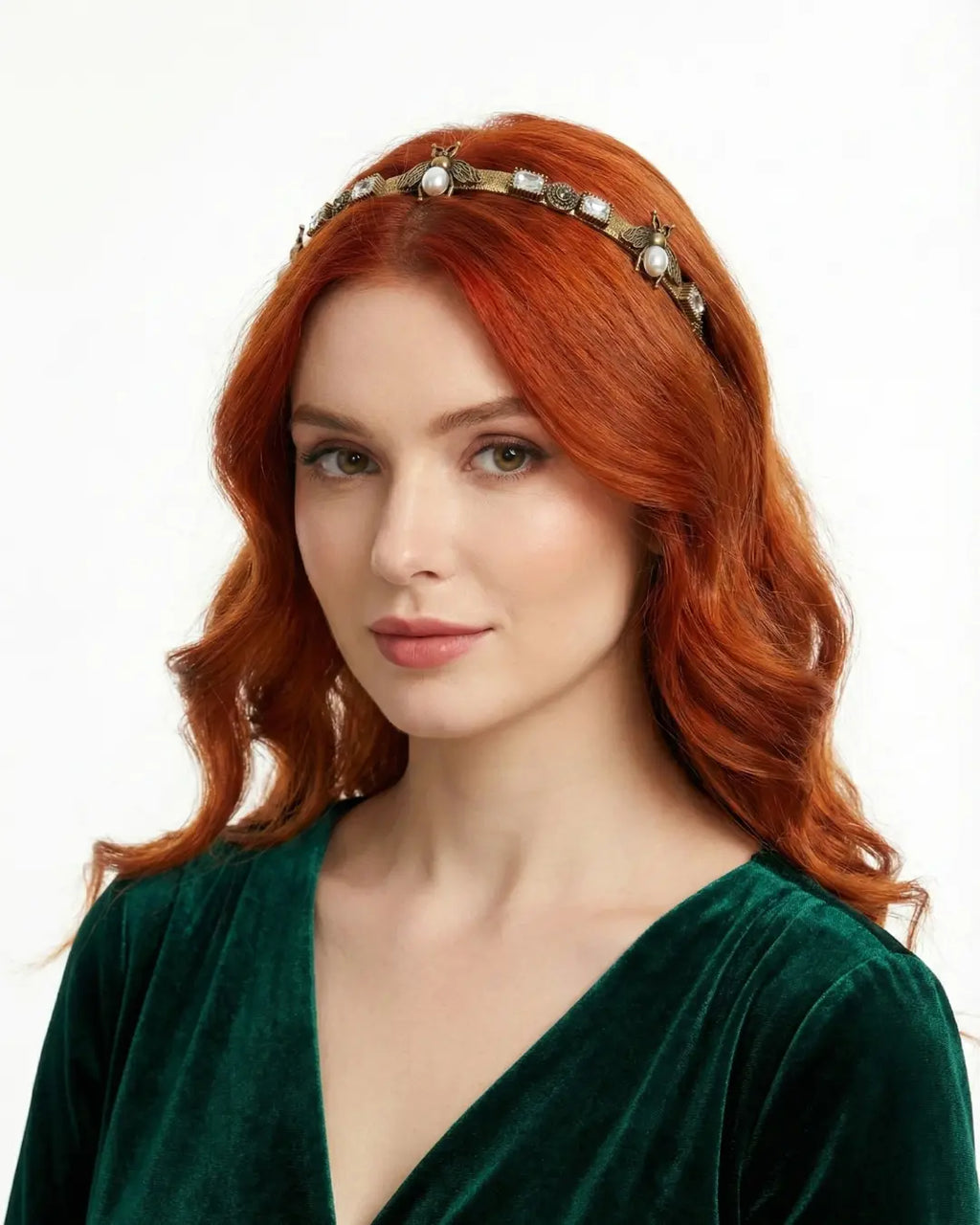 Gold Crystal Headband for Women - Baroque Bee Occasion Hair Accessory Angel & Co