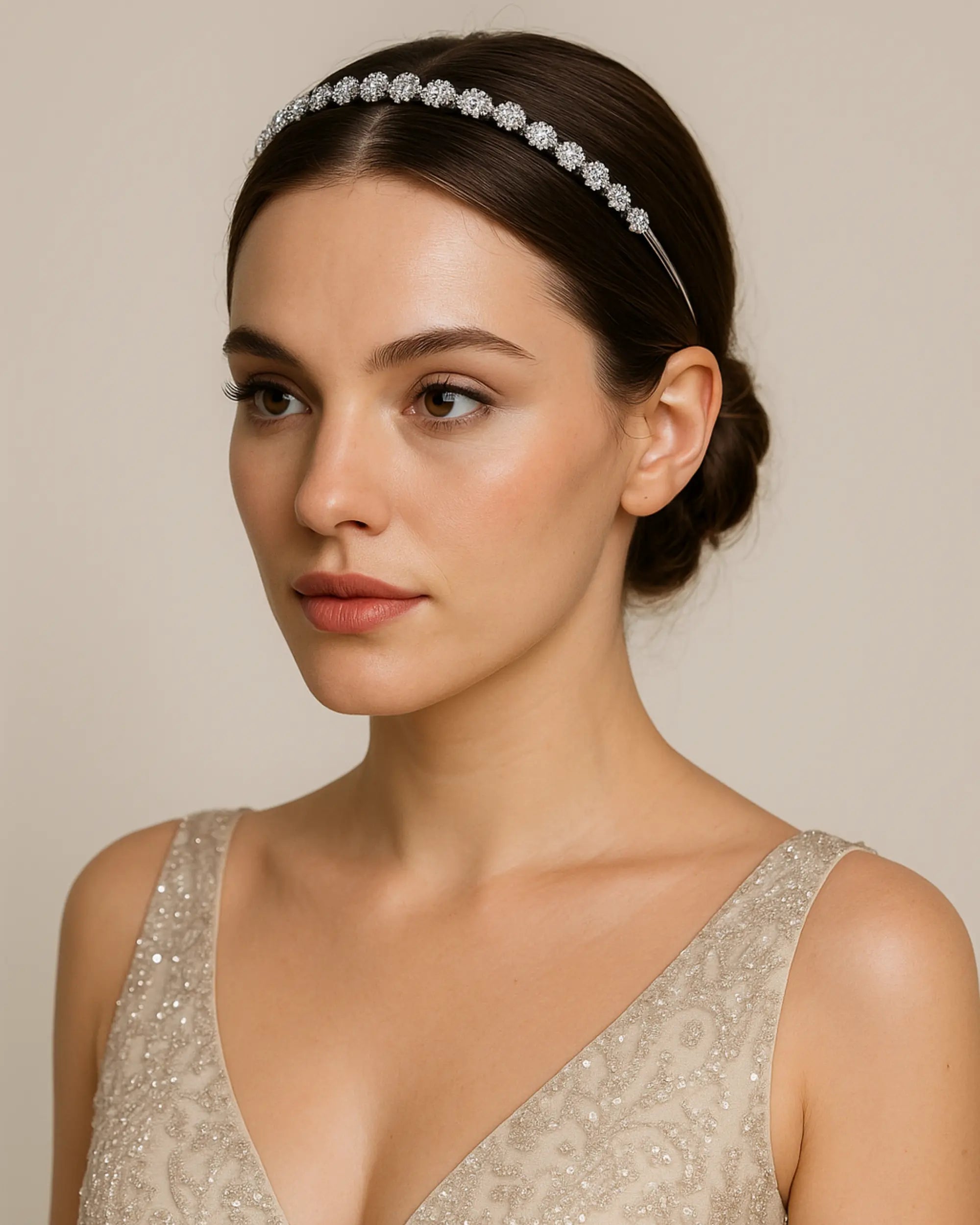 Silver Crystal Headband for Women - Cluster Occasion Hair Accessory Angel & Co