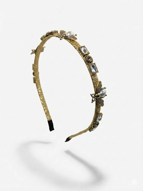 Gold Crystal Headband for Women - Baroque Bee Occasion Hair Accessory Angel & Co